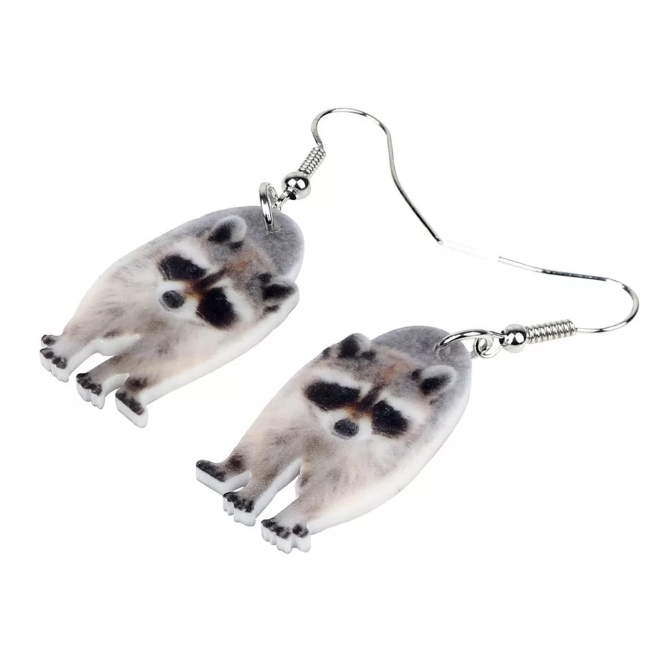 Raccoon Acrylic Dangle Earrings 15$